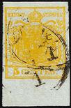 Lombardo Veneto I emissione - Carta a mano  1850 5 c. giallo ocra dieci esemplari Starting Price: €