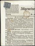 Ducato di Modena Marche per giornali  1857 10 c. grigio lillaceo su giornale "Allgemeine Zeitung"