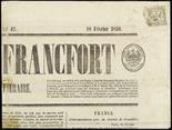 Ducato di Modena Marche per giornali  1859 "Aquilotto" 10 c. nero su giornale "Journal de Francfort"
