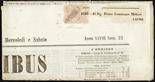 Regno di Napoli  1858 1/2 gr. II tavola carminio isolato su giornale "L`Omnibus" del 21 aprile