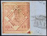 Regno di Napoli  1858 5 gr. II tavola carminio rosa tre esemplari usati + 20 gr. II tavola rosa
