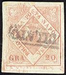 Regno di Napoli  1858 20 gr. I tavola rosa brunastro quattro esemplari Starting Price: €350