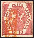 Regno di Napoli Falsi dell`epoca  1859/61 10 gr. V tipo carminio lillaceo otto esemplari Starting