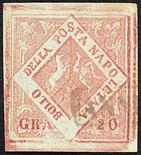 Regno di Napoli Falsi dell`epoca  1859/61 20 gr. VI tipo carminio sei esemplari Starting Price: €