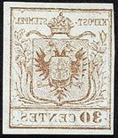 Lombardo Veneto I emissione - Carta a mano  1850 30 c. bruno dieci esemplari con decalco Starting