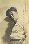 Fabrizi, Aldo (1905-1990).  Fotografia giovanile (cm 24x19, in cornice) con dedica autografa del