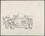 Guareschi, Giovanni (1908-1968).  Vignetta a penna (cm 22,5 x 28) firmata dallo scrittore e umorista