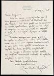 Menotti, Gian Carlo.  Bella lettera autografa firmata su carta intestata Capricorn Mount Kisco New