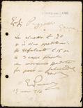 Puccini, Giacomo (1858-1924).  Breve lettera autografa firmata del compositore lucchese su carta