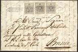 Lombardo Veneto I emissione - Carta a mano  1850 10 c. grigio argenteo + 10 c. grigio nero due