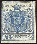 Lombardo Veneto I emissione - Carta a mano  1850 45 c. azzurro I tipo - Da esaminare - Certificati