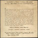 Prefilatelia  1848 Cinque Giornate di Milano - Proclama indirizzato alla popolazione cittadina