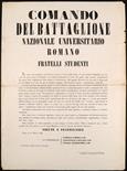 Prefilatelia  1849 Repubblica Romana - Manifesto del comando del battaglione nazionale universitario