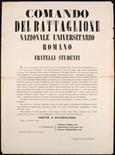 Prefilatelia  1849 Repubblica Romana - Manifesto del comando del battaglione nazionale universitario