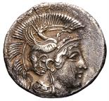 Heraclea - Statere databile al periodo 380-281 a.C. Fronte: testa di Atena a destra con elmo