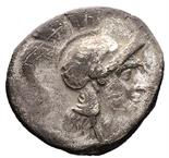 Metapontion - Dracma databile al periodo 212-207 a.C. Fronte: testa diademata di Demetra a
