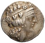 Thasos - Tetradramma databile al periodo 148-50 a.C. Fronte: testa di Dioniso a destra, con corona
