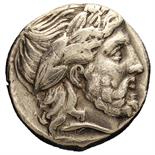 Filippo II (359-336 a.C.) - Tetradramma Zecca: Amphipolis - Fronte: testa laureata di Zeus a