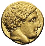 Filippo II (359-336 a.C.) - Statere databile al periodo 340-328 a.C. Zecca: Mende - Fronte: testa