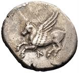 Leucas - Statere databile al periodo 400-330 a.C. Fronte: Pegaso in volo verso sinistra - Retro: