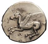 Leucas - Statere databile al periodo 400-330 a.C. Fronte: Pegaso in volo verso sinistra - Retro: