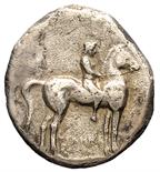 Taranto - Didramma databile al periodo 272-235 a.C. Fronte: giovane cavaliere su cavallo stante a