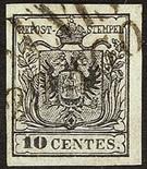 Antichi Stati Italiani Lombardo Veneto I emissione - Carta a macchina 10 c. nero dieci esemplari