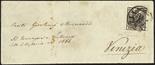 Antichi Stati Italiani Lombardo Veneto I emissione - Carta a macchina 10 c. nero su busta Firma