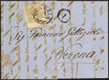 Antichi Stati Italiani Lombardo Veneto I emissione - Carta a macchina 30 c. bruno II tipo bordo di