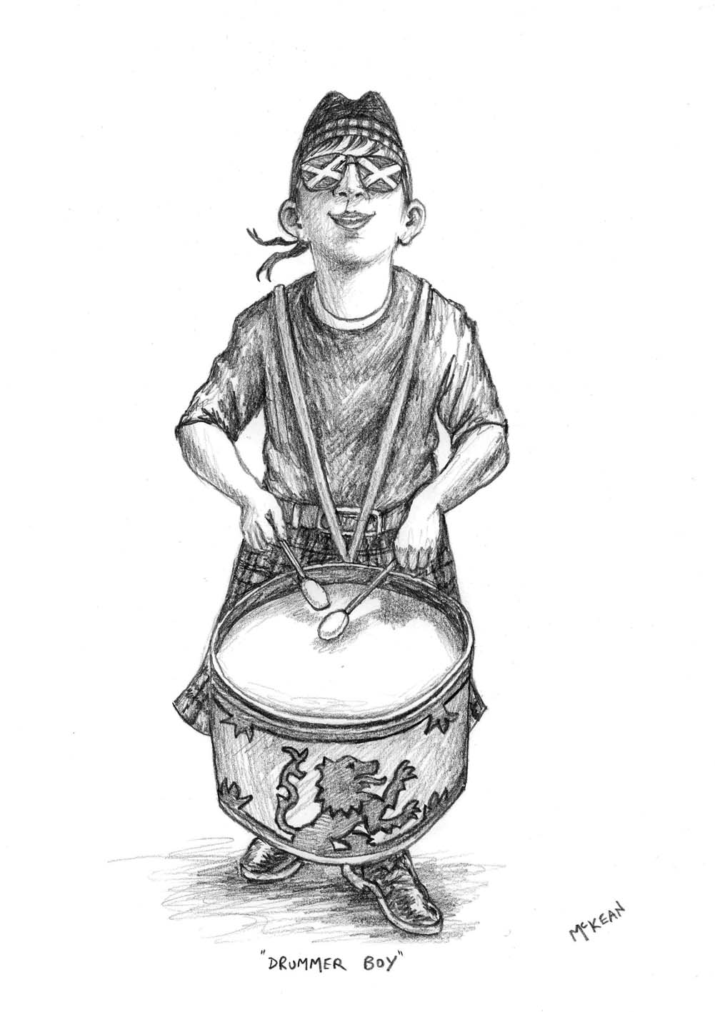 Drummer Boy Pencil Drawing 30cm X 21cm Signed Unframed