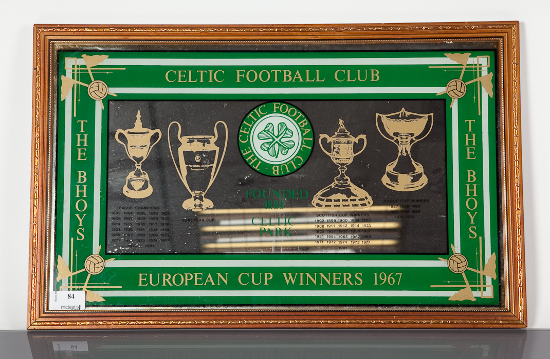 CELTIC FOOTBALL CLUB EUROPEAN CUP WINNER 1967 WALL MIRROR, along with