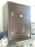Georgian period early 19c oak wall cupboard of small proportions, 20" tall x 12" deep a single