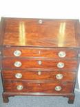 Edwardian period Bureau, fall front revealing fitted interior with leather tooled writing area,