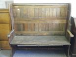 High backed Settle, 5` long x 5` tall in need of restoration in original condition,