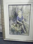 Gordon King, f/g watercolour signed and dated 92` of a seated Female amongst flowers 26 x 18 approx