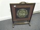 1920`s mahogany fire screen with tapestry inset to the glass front,