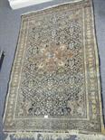 Late 19th century 7` x 4`6, Hamadan? rug decorated in muted tones of burgundy ,signs of wear to