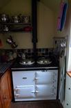 C1968 Full size Aga, 2 oven 2 hot plates recently serviced, white, gas buyer collects (Barham)