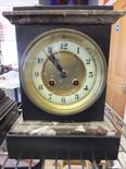 19c small marble mantle clock with an 8 day timepiece 8" tall x 6" wide