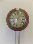 19c Postman`s clock with an 8 day timepiece, twin weight driven later pendulum and weights,