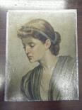 Interesting 19c Oil painting on board, pre-Raphaelite portrait of a young lady, 9" x 7" un-signed