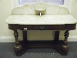 Late 19c marble topped wash stand with a marble galleried back all above a single small drawer, on a