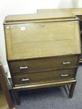 Oak fall front Bureau, above 2 long drawers