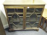 Georgian style dwarf bookcase 3`6 tall with twin glazed doors to front