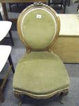 Balloon backed 19c chair with serpentine shape to front, on cabriole front supports, upholstered