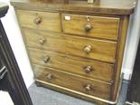 Victorian bun chest of 2 short and 3 graduating long drawers