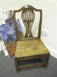 Pair of Georgian oak country chairs, both reduced in size