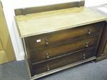 Oak 1920`s chest of 3 long drawers