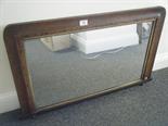 Victorian rectangular overmantle mirror, with inlaid boarder, 30"" x 16