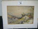 Interesting collection of 3 mid-19th century watercolours, Country House scenes with figures,